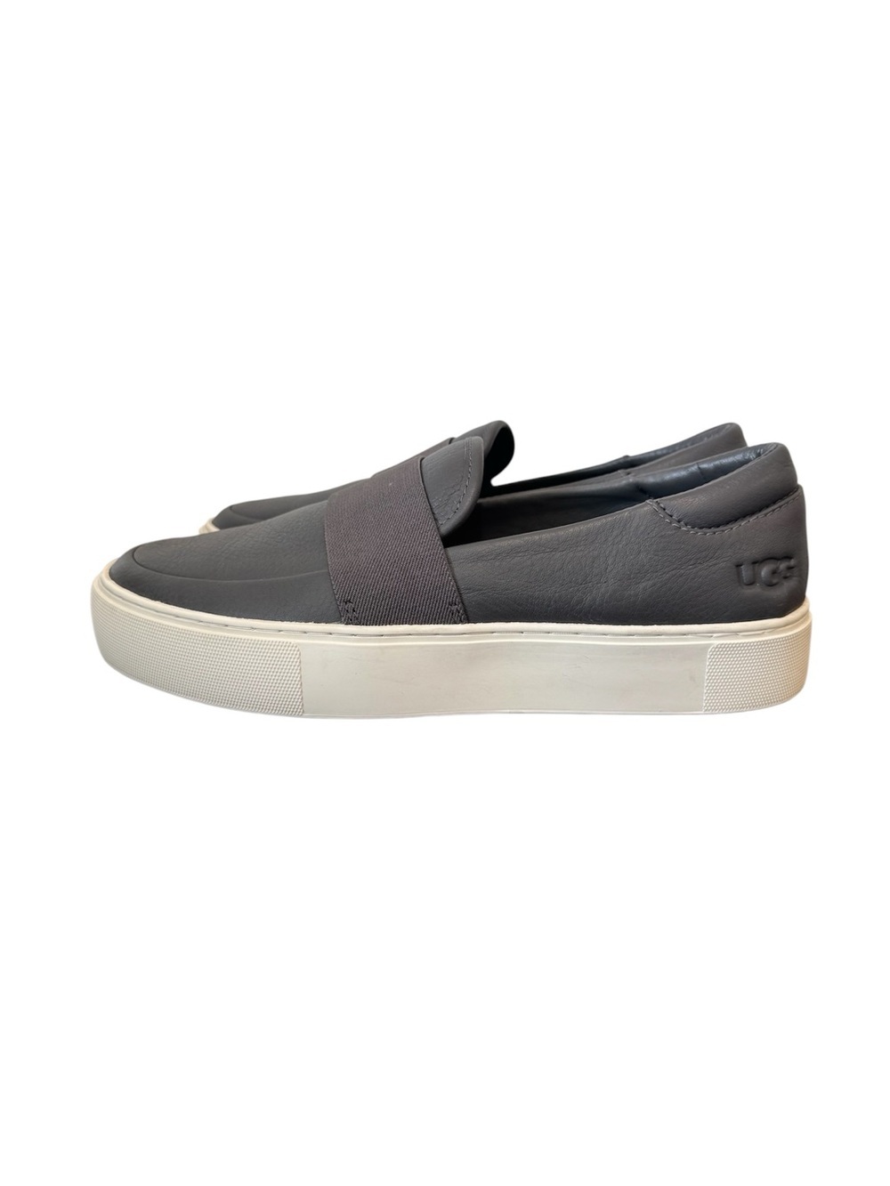 Ugg Womens Chayze Gray White Leather Slip On Loafer Sneakers US Size 8.5